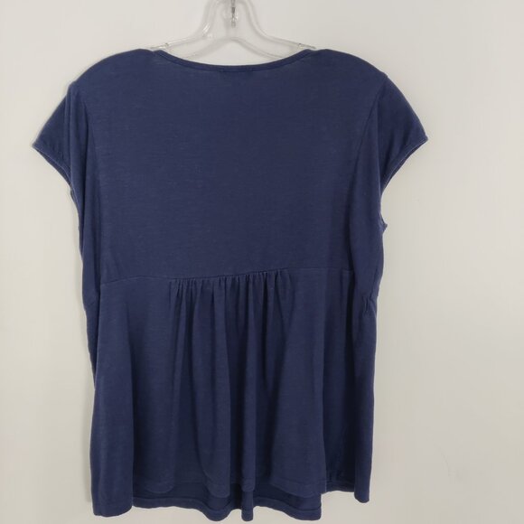 Ella Moss Women's Blouse Size M Blue Cotton Modal Embroidered Summer Lightweight - Picture 2 of 7